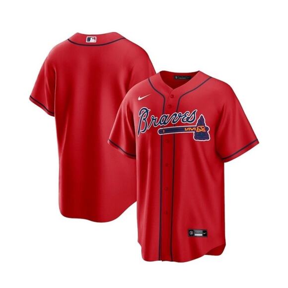 NWT NEW Men's Small - Atlanta Braves Nike Red Alternate Replica Team Jersey - Picture 1 of 3
